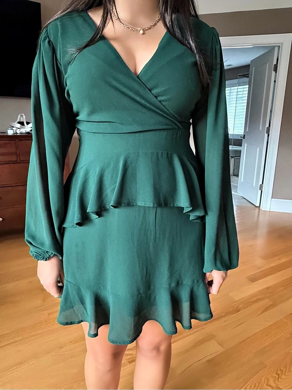 Green Wrap Mini Dress Like New